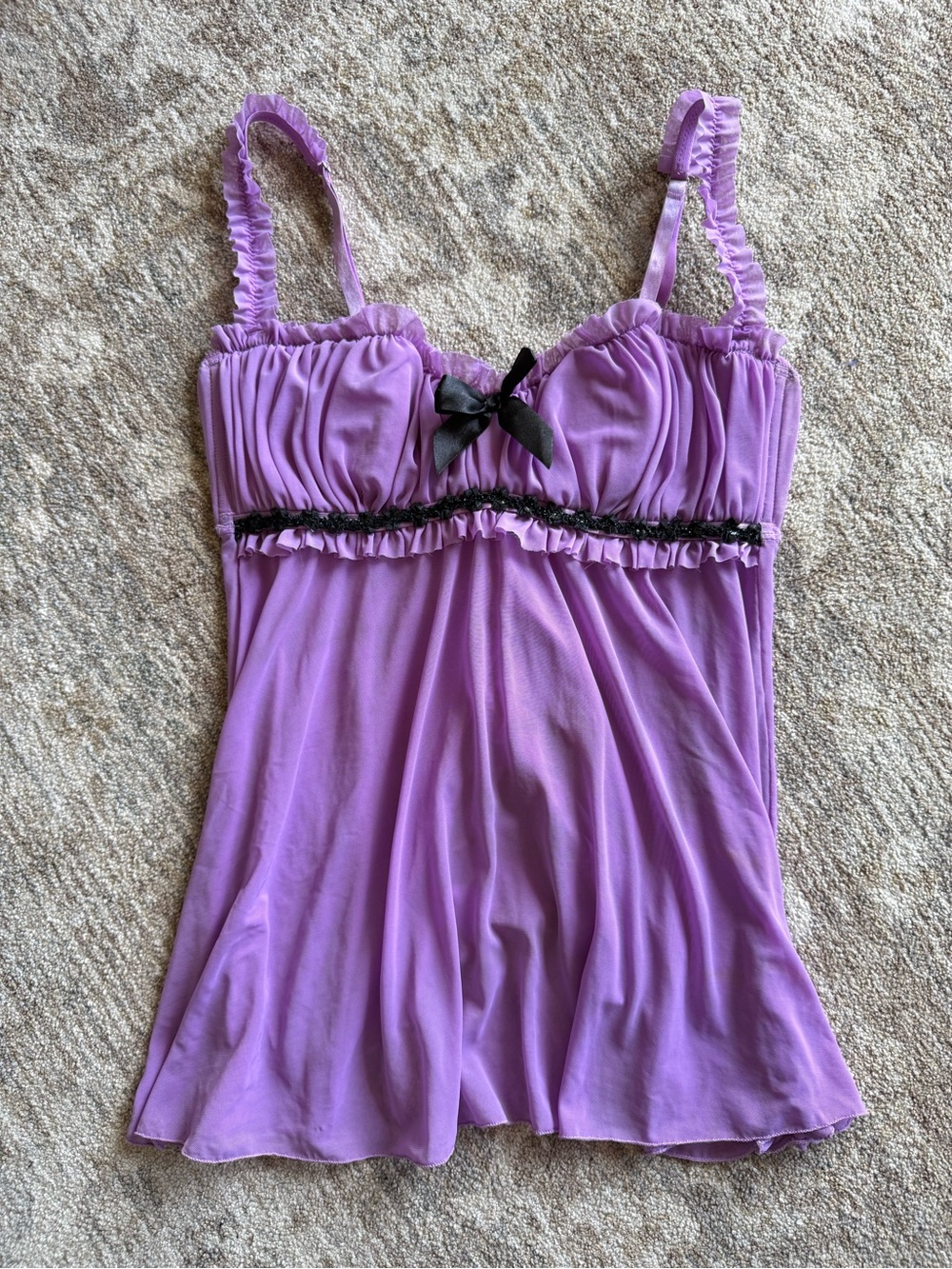 Frederick's of Hollywood Ruffle Lavender Slip with Adjustable Straps
